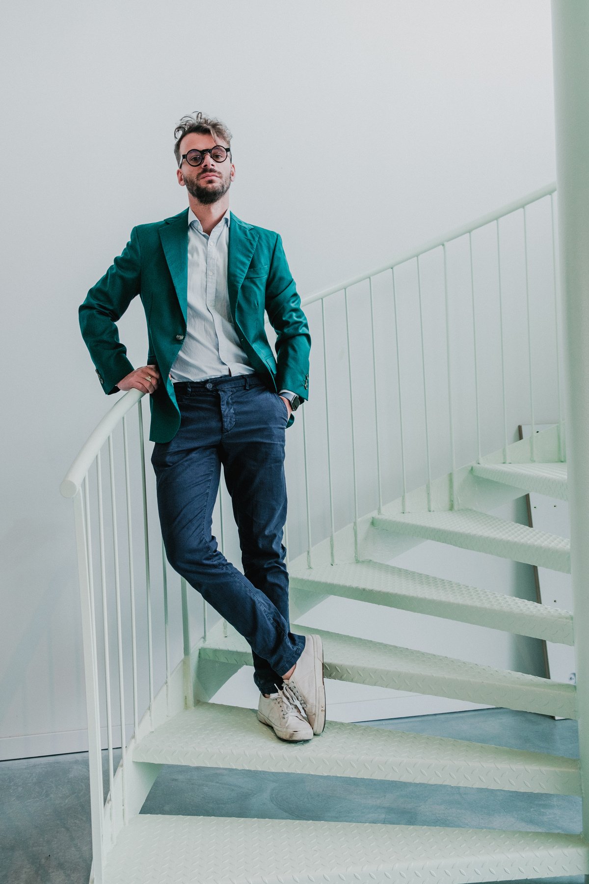 Cool Corporate Portrait of Male Professional on the Stairs